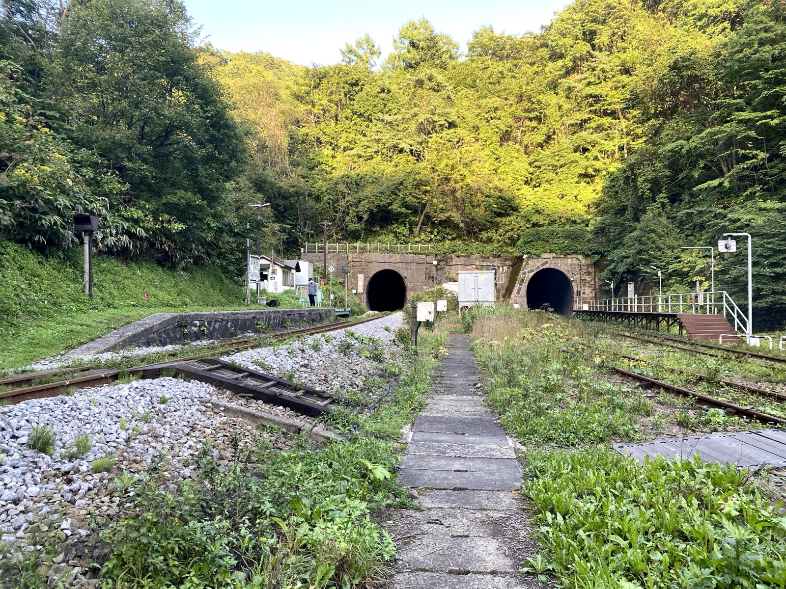 Koboro Station between two tunnels